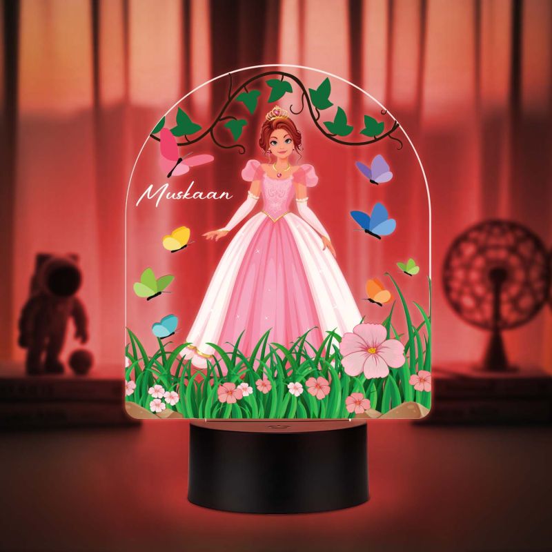 Personalized Princess Doll LED Night Lamp with Automatic Color Changing Light Return Gift Birthday Gift for Girls Kids Room Decor Light